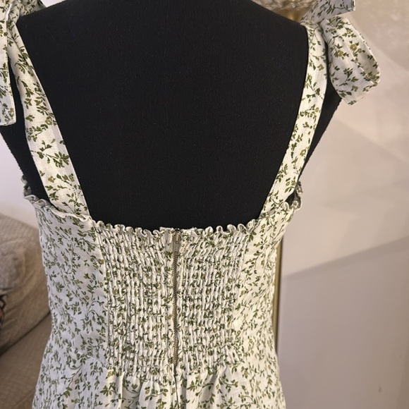 Reformation Green and White Sweetheart Sundress size 10 - Picture 8 of 9